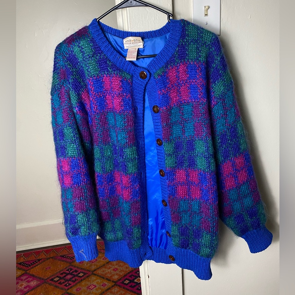 Vintage Susan Bristol Plaid Button Up Cardigan Sweater